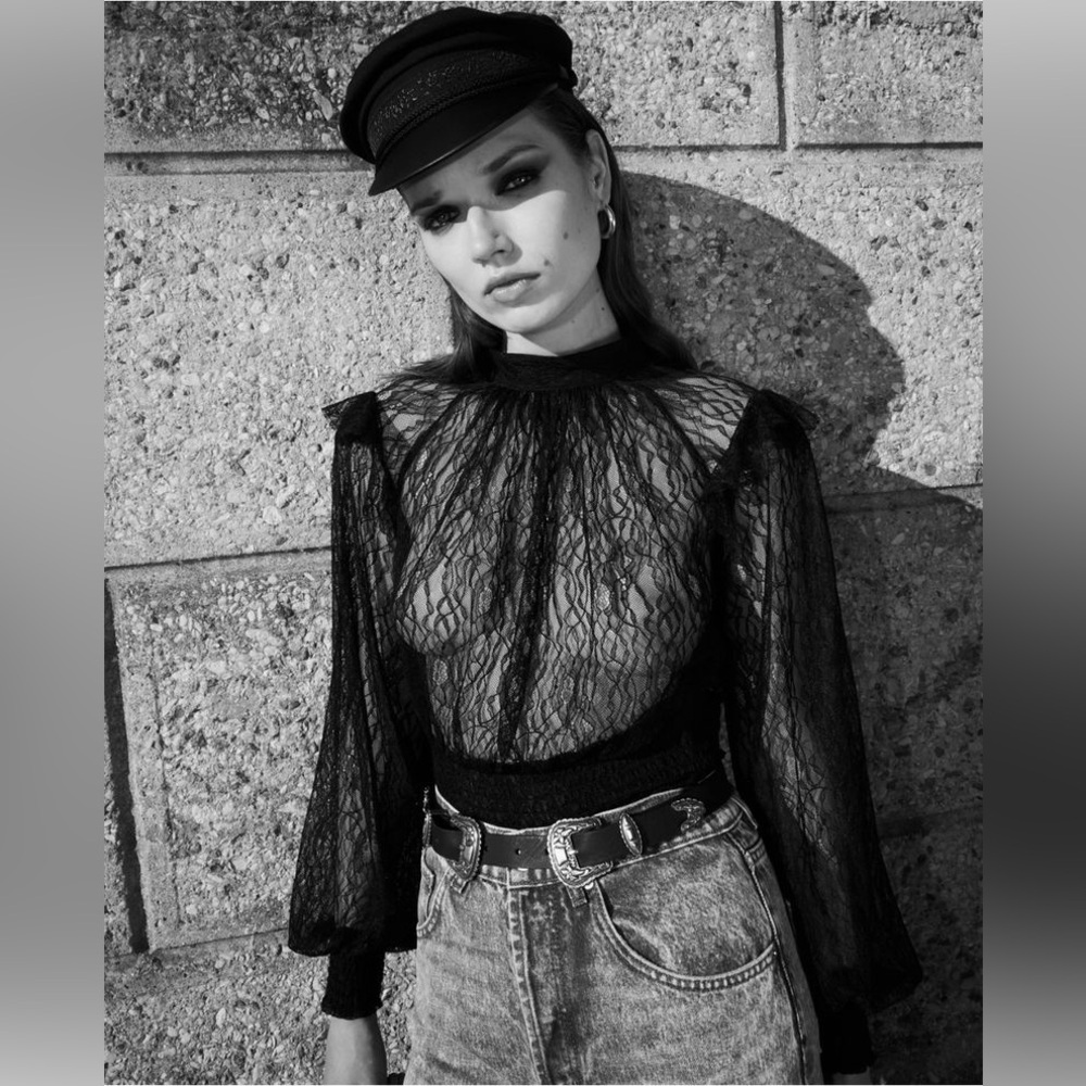 NWT The Kooples Black Lace Crop Top Size 3 ML | Baroque Vibes Femme Fatale